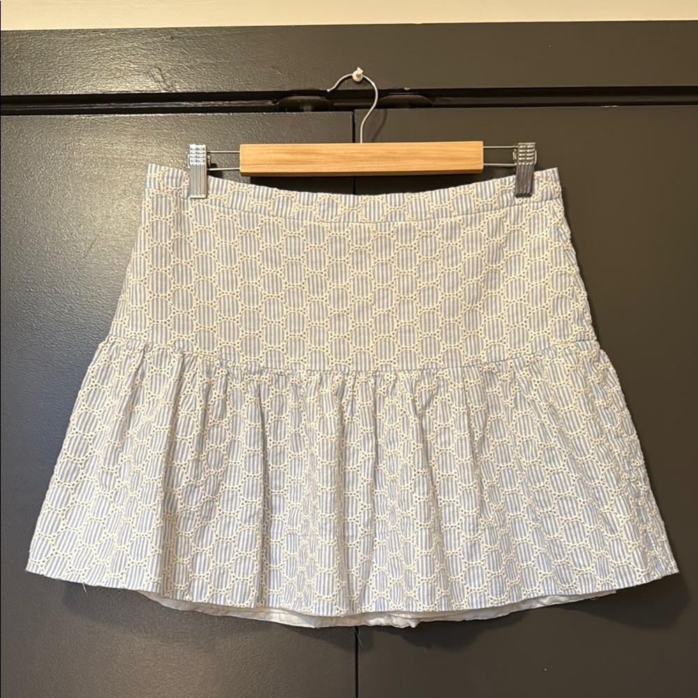 J.Crew White and Blue Patterned Skirt